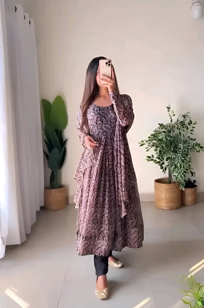 Mystic Bloom Designer Anarkali Kurta Se - Diwali Special