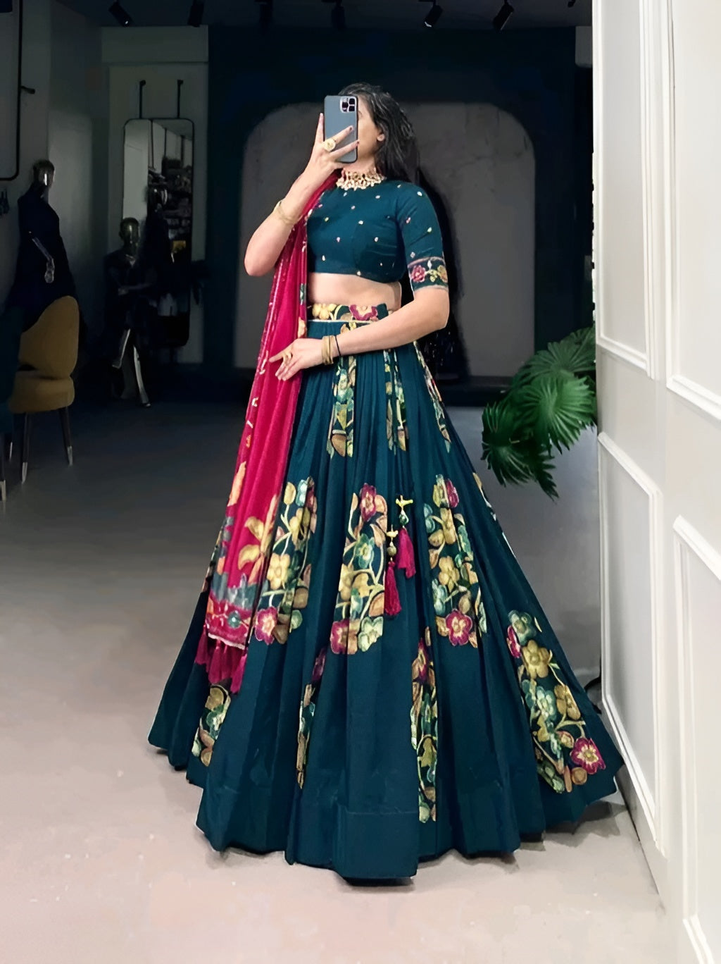 Floral Foil Elegance Lehenga Set - Diwali Special