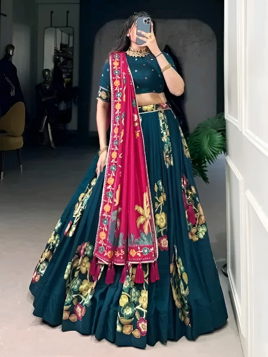 Floral Foil Elegance Lehenga Set - Diwali Special