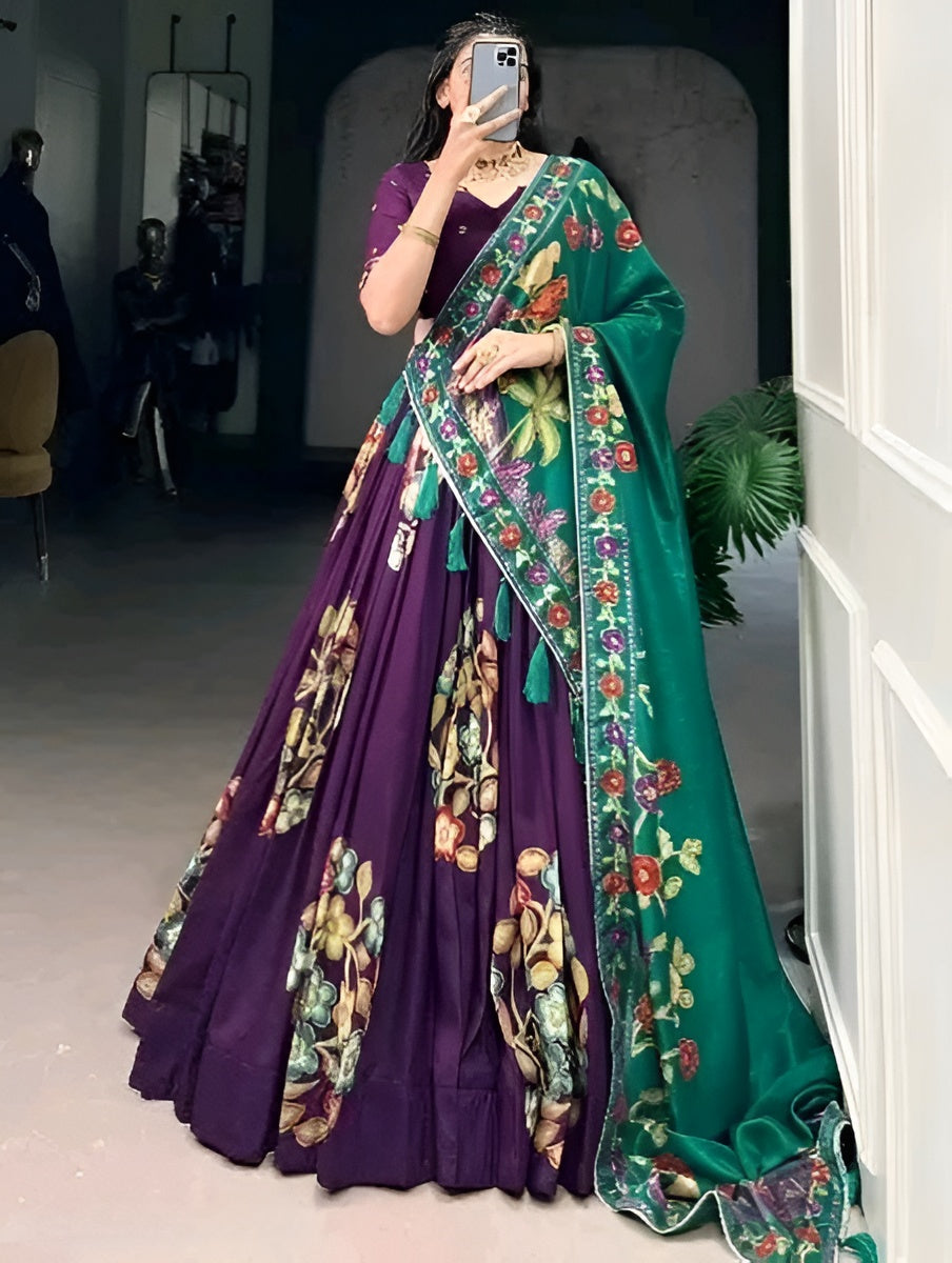 Floral Foil Elegance Lehenga Set - Diwali Special