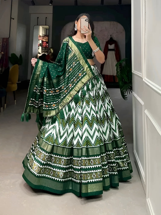 Silk Lehnga Choli And Dupatta wirth blouse pis unstich – Diwali Special