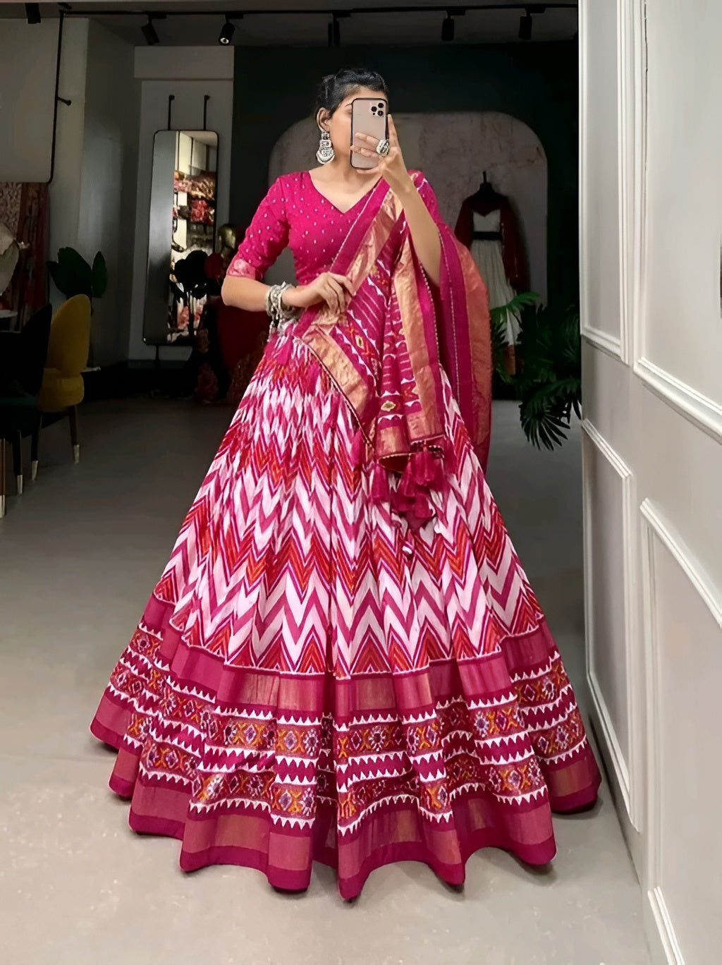 Silk Lehnga Choli And Dupatta wirth blouse pis unstich – Diwali Special