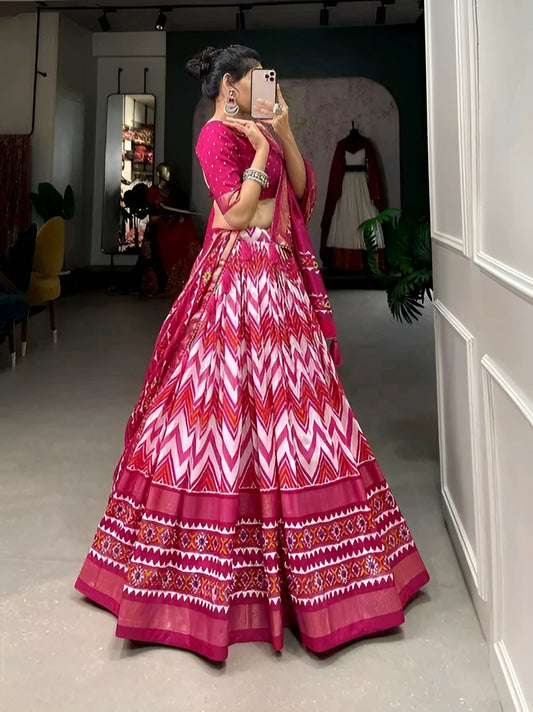Silk Lehnga Choli And Dupatta wirth blouse pis unstich – Diwali Special