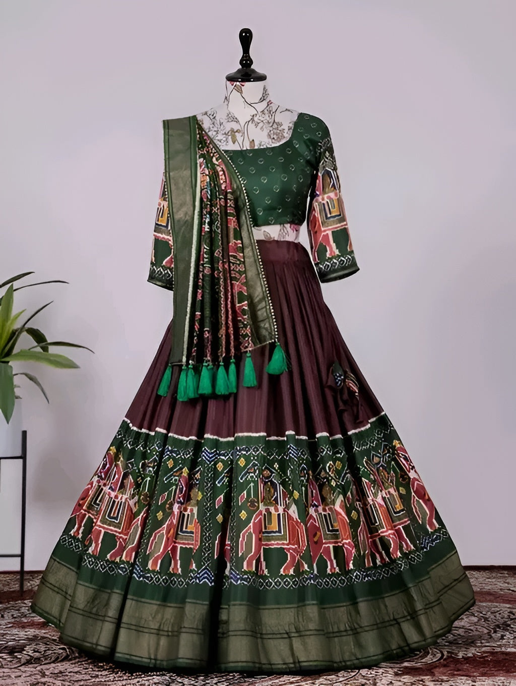 SGS Designer Chandari Silk Lehnga Choli with Jhumka Dupatta – Diwali Special