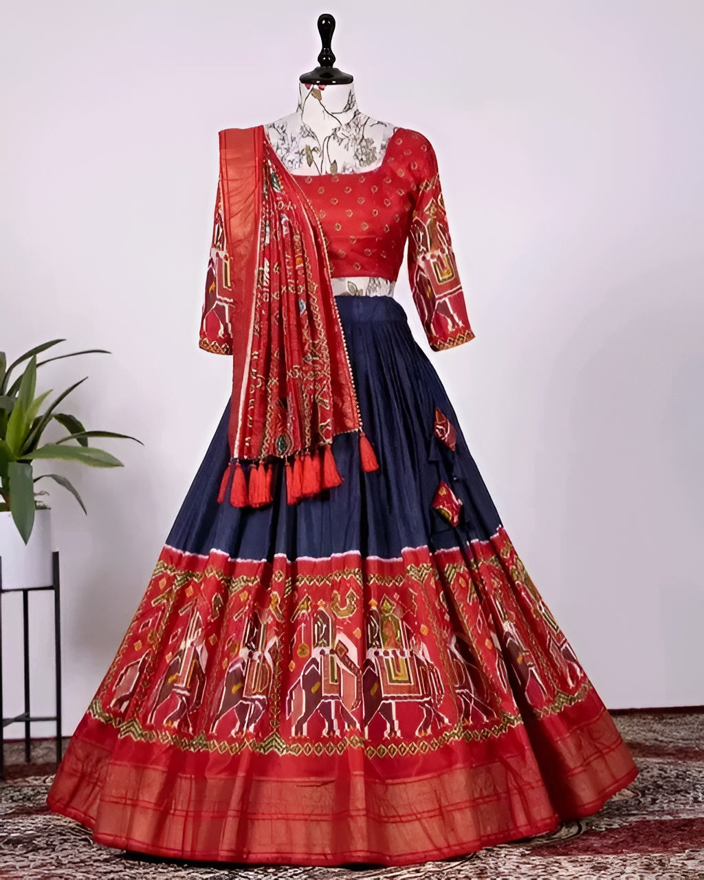 SGS Designer Chandari Silk Lehnga Choli with Jhumka Dupatta – Diwali Special