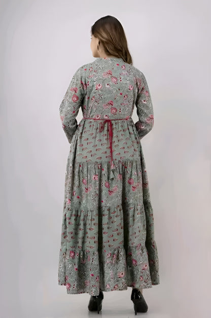 Stylish Long Cotton Kurti Gown with Collar Design | Diwali special