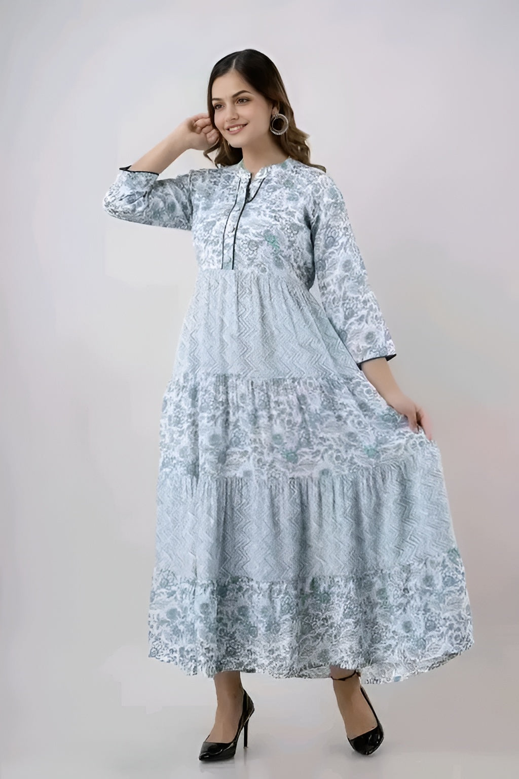 Stylish Long Cotton Kurti Gown with Collar Design | Diwali special