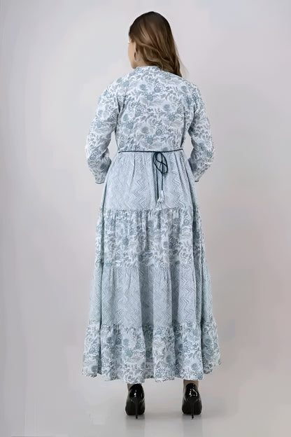 Stylish Long Cotton Kurti Gown with Collar Design | Diwali special
