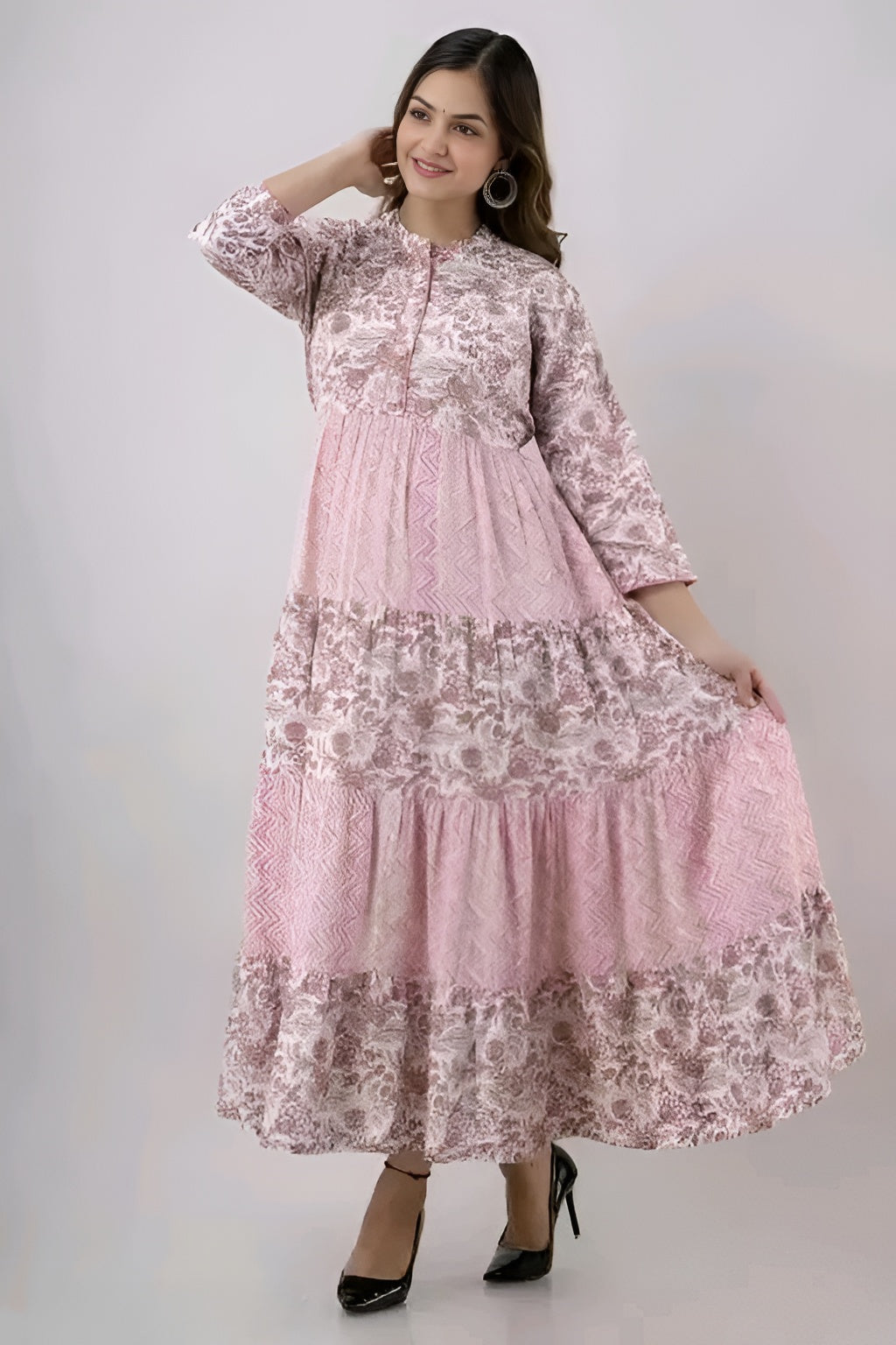Stylish Long Cotton Kurti Gown with Collar Design | Diwali special
