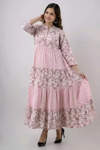 Stylish Long Cotton Kurti Gown with Collar Design | Diwali special