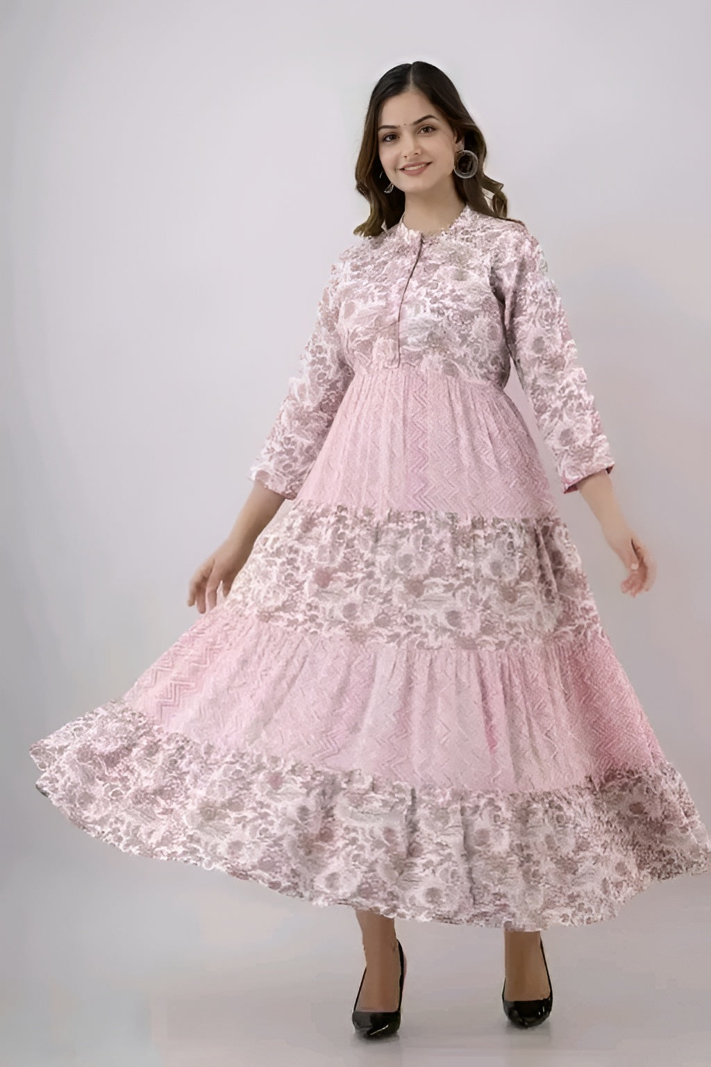 Stylish Long Cotton Kurti Gown with Collar Design | Diwali special