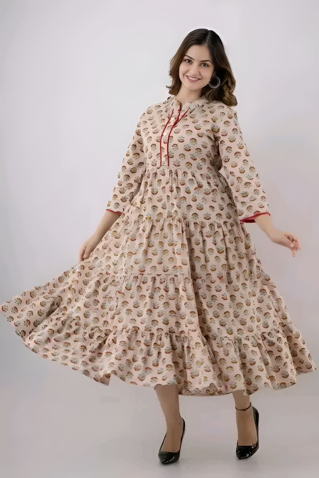 Stylish Long Cotton Kurti Gown with Collar Design | Diwali special