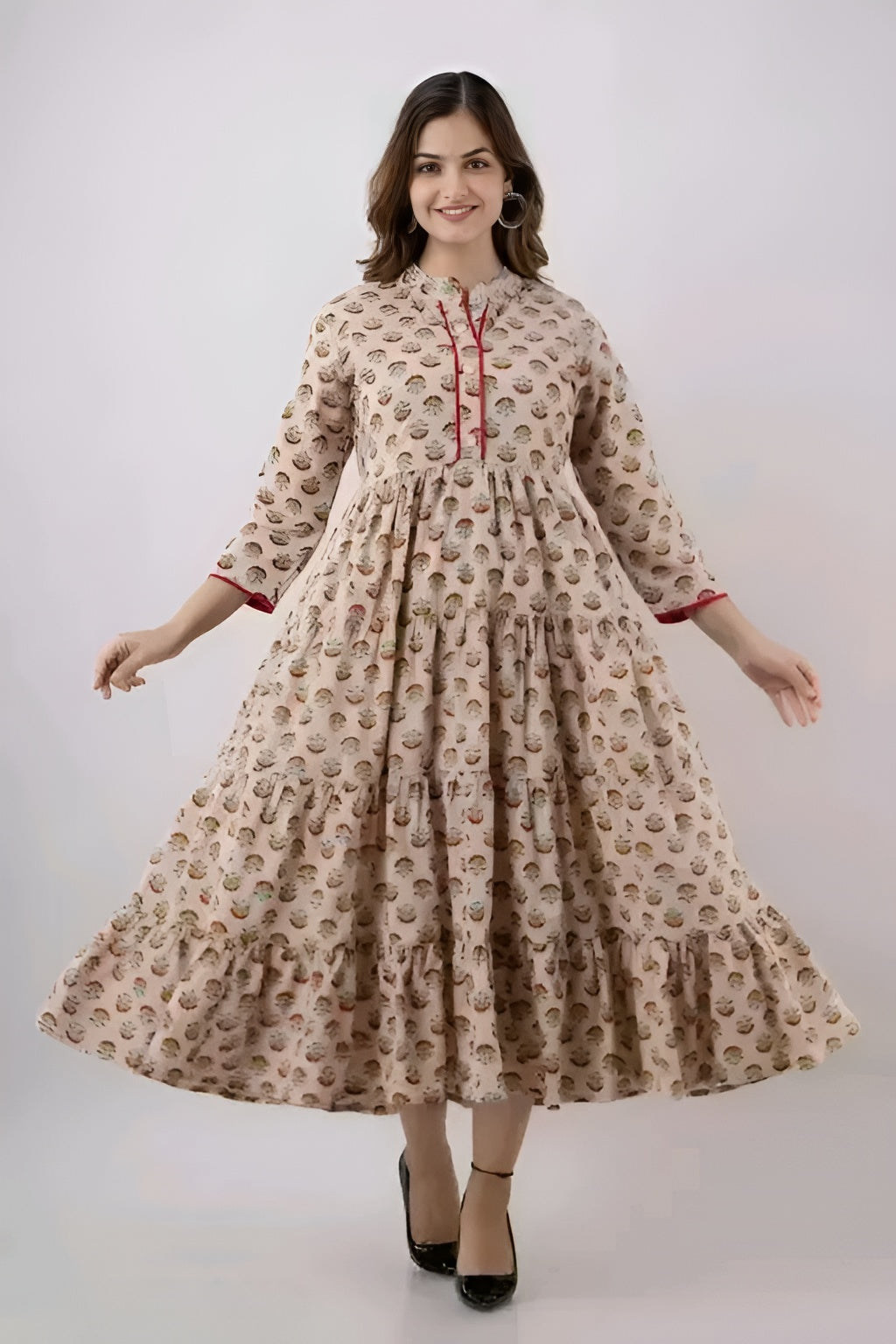 Stylish Long Cotton Kurti Gown with Collar Design | Diwali special