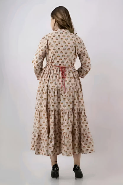Stylish Long Cotton Kurti Gown with Collar Design | Diwali special