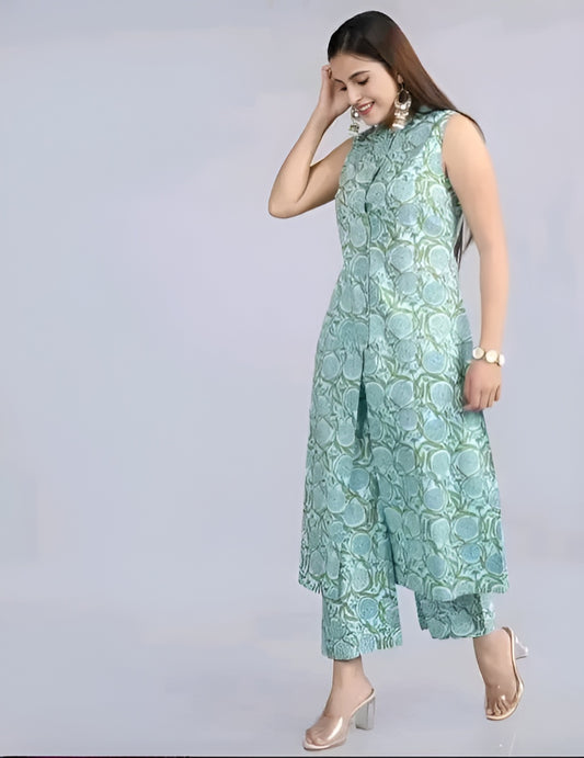Elegant Rayon Printed Kurta with Matching Palazzos | Diwali special