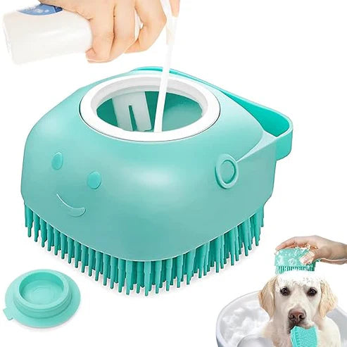 Pet Massage Bath Brush with Soap/Shampoo Dispenser