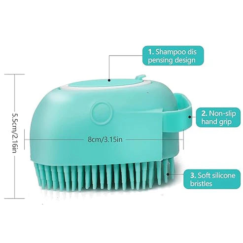 Pet Massage Bath Brush with Soap/Shampoo Dispenser