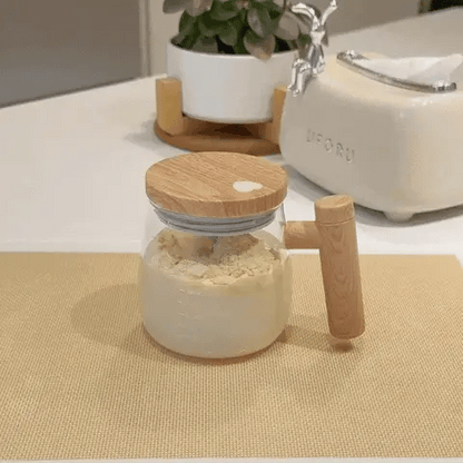 Self-Stirring Mug – Wooden Lid Edition | USB Rechargeable