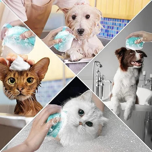 Pet Massage Bath Brush with Soap/Shampoo Dispenser