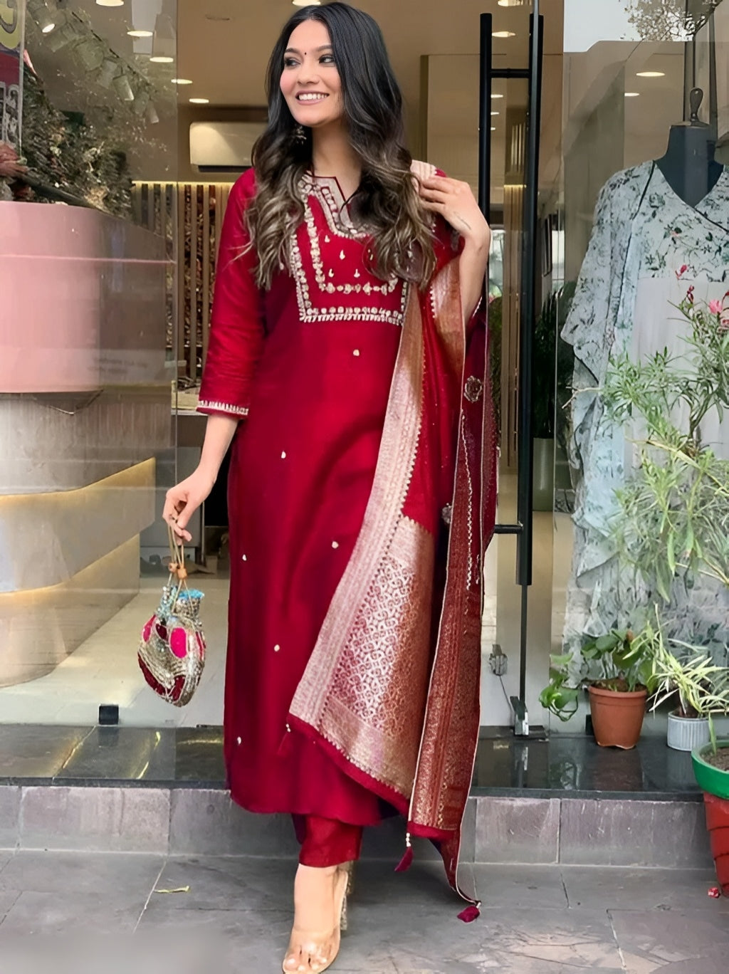 Classic Festive Kurta Pant Dupatta Set - Diwali Special
