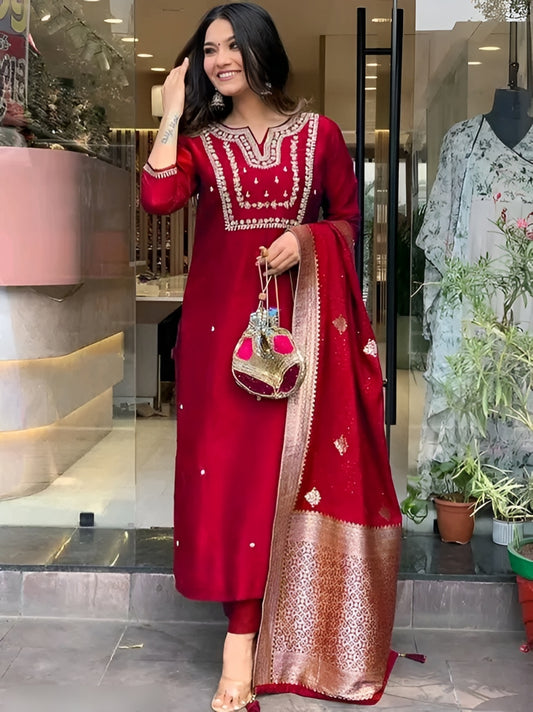 Classic Festive Kurta Pant Dupatta Set - Diwali Special