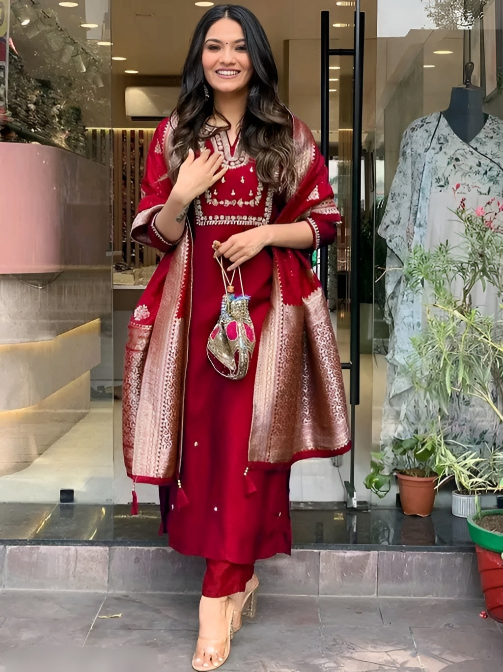 Classic Festive Kurta Pant Dupatta Set - Diwali Special
