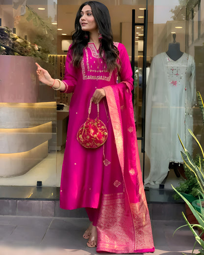 Classic Festive Kurta Pant Dupatta Set - Diwali Special