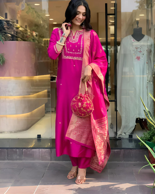 Classic Festive Kurta Pant Dupatta Set - Diwali Special