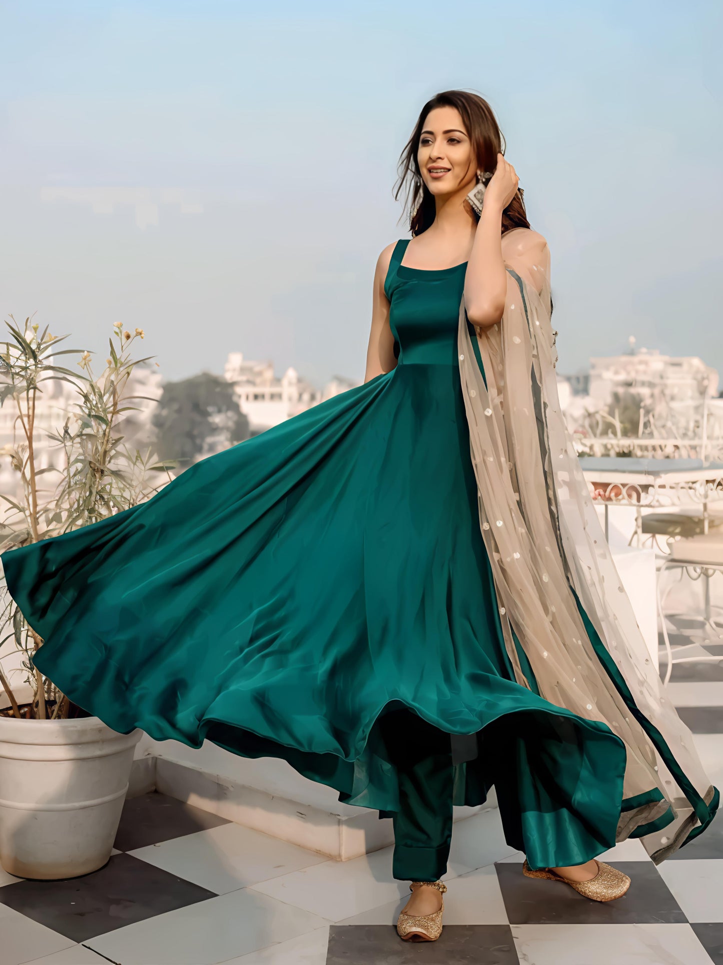 Art Silk Anarkali with Dupatta - Diwali Special