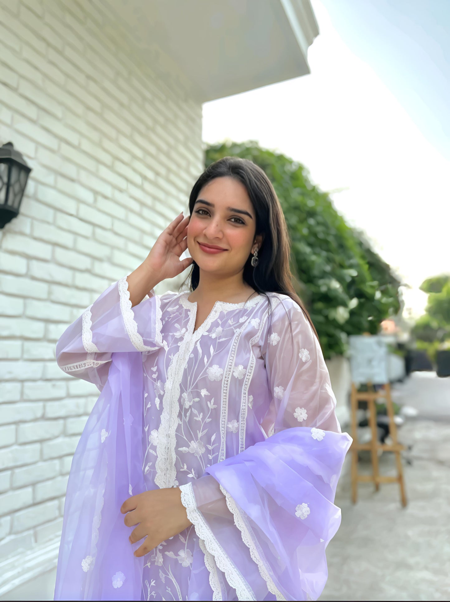 Women's Latest Designer Organza Kurta Pant Set with Dupatta set Kurta Set - Diwali Special