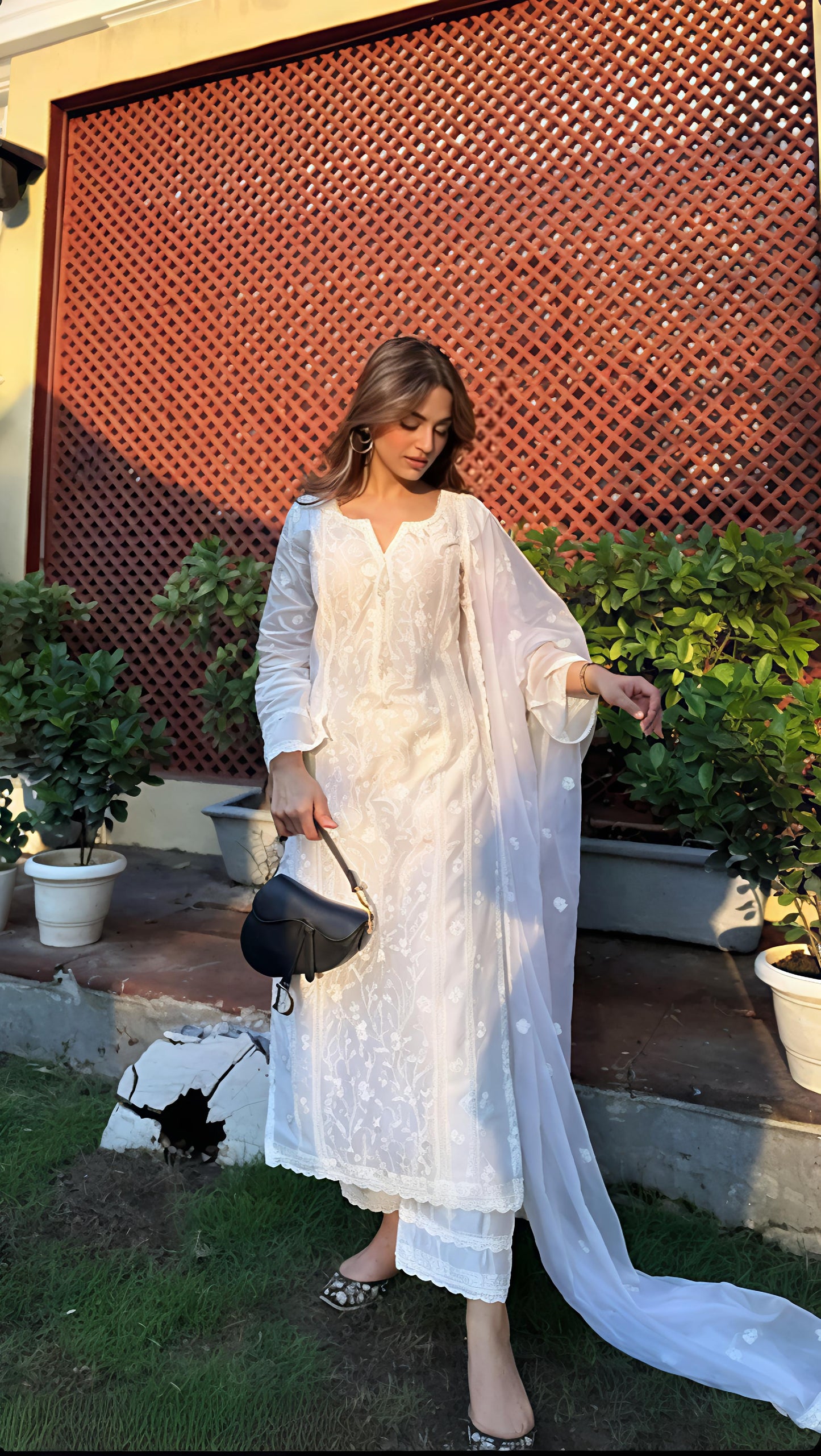 Women's Latest Designer Organza Kurta Pant Set with Dupatta set Kurta Set - Diwali Special