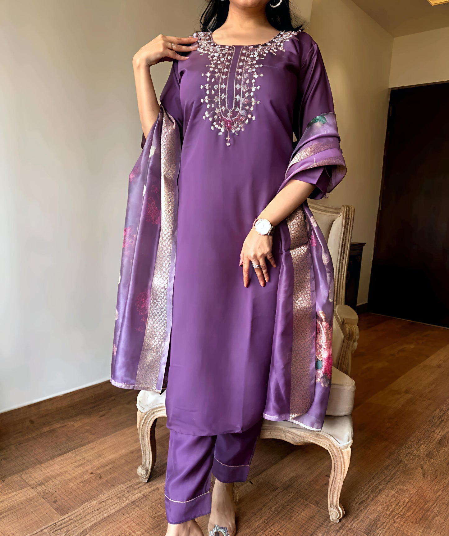 Rayon Slub Women Kurti With Dupatta & Bottomwear - Diwali Special