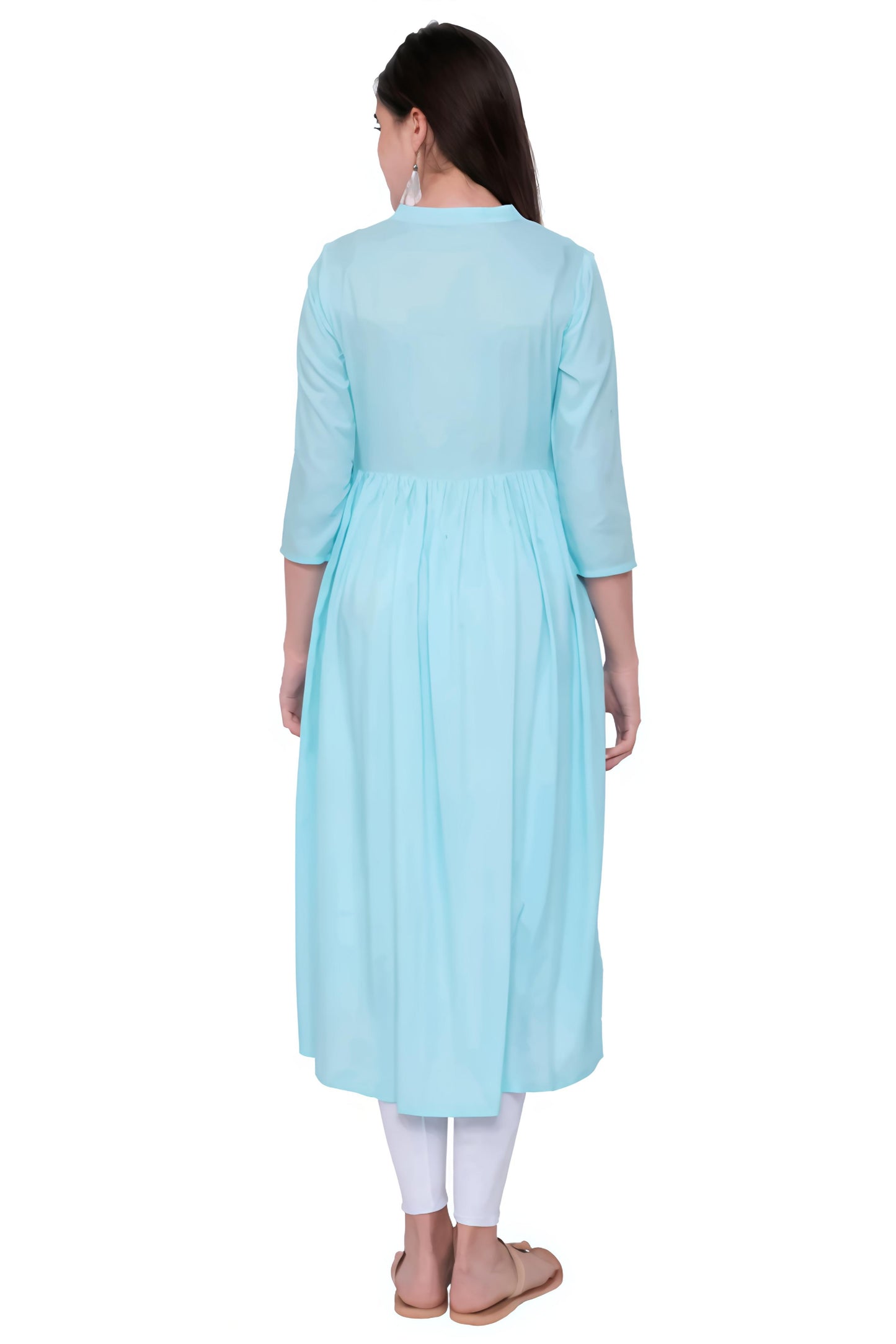 Women Rayon Anarkali Embroidered VioletKurti - Diwali Special
