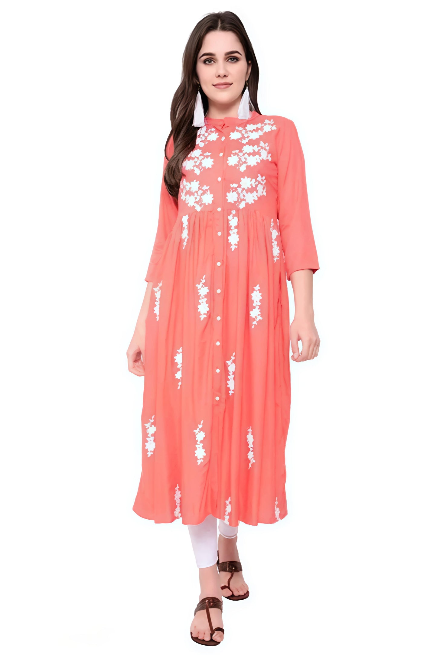 Women Rayon Anarkali Embroidered VioletKurti - Diwali Special