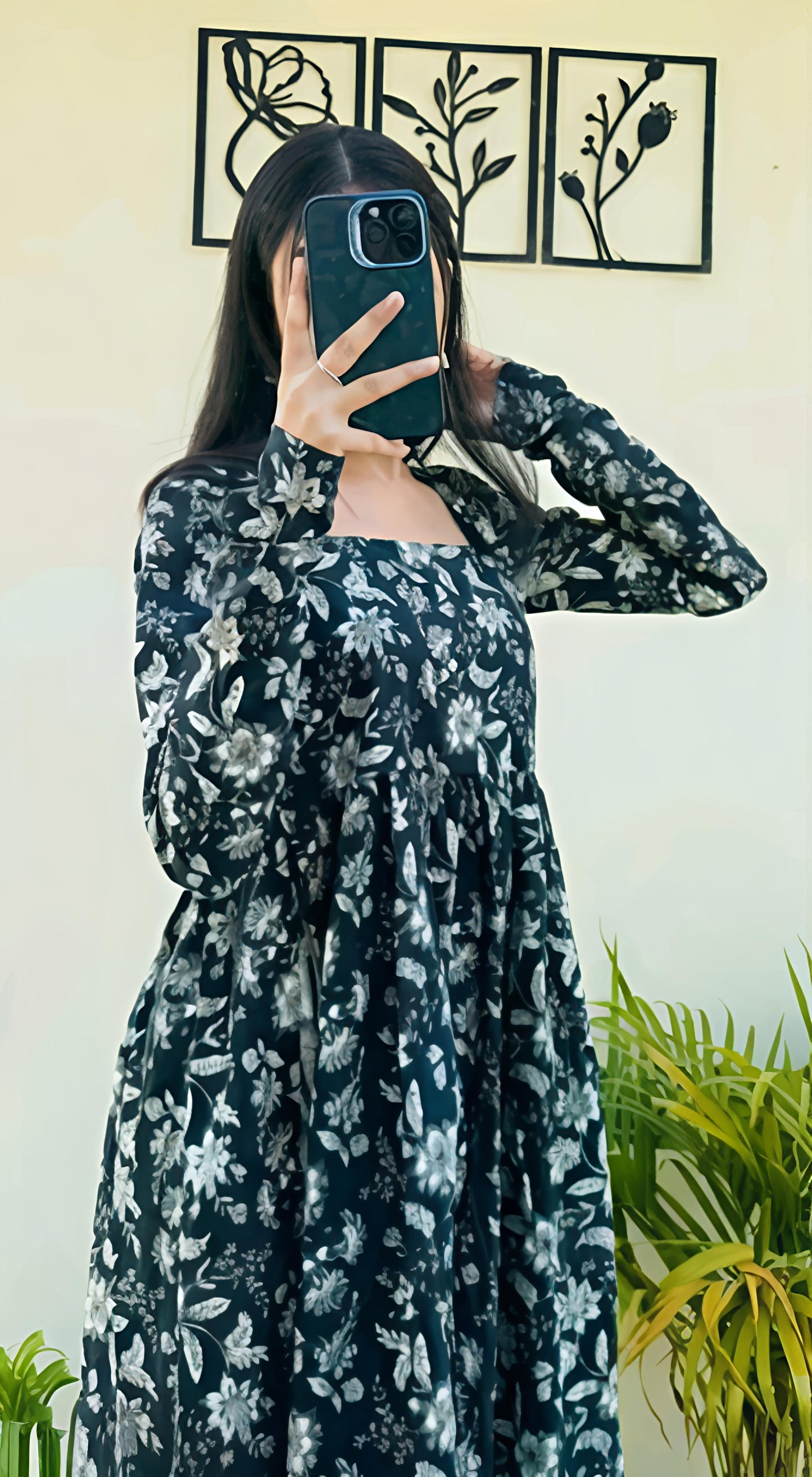 Black Nayra Cut Long Kurti Full Sleeve - Diwali Special