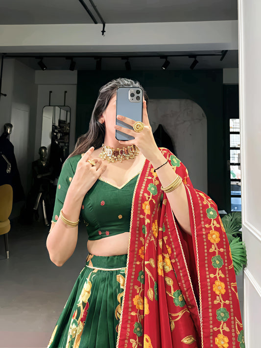 Floral Foil Elegance Lehenga Set - Diwali Special